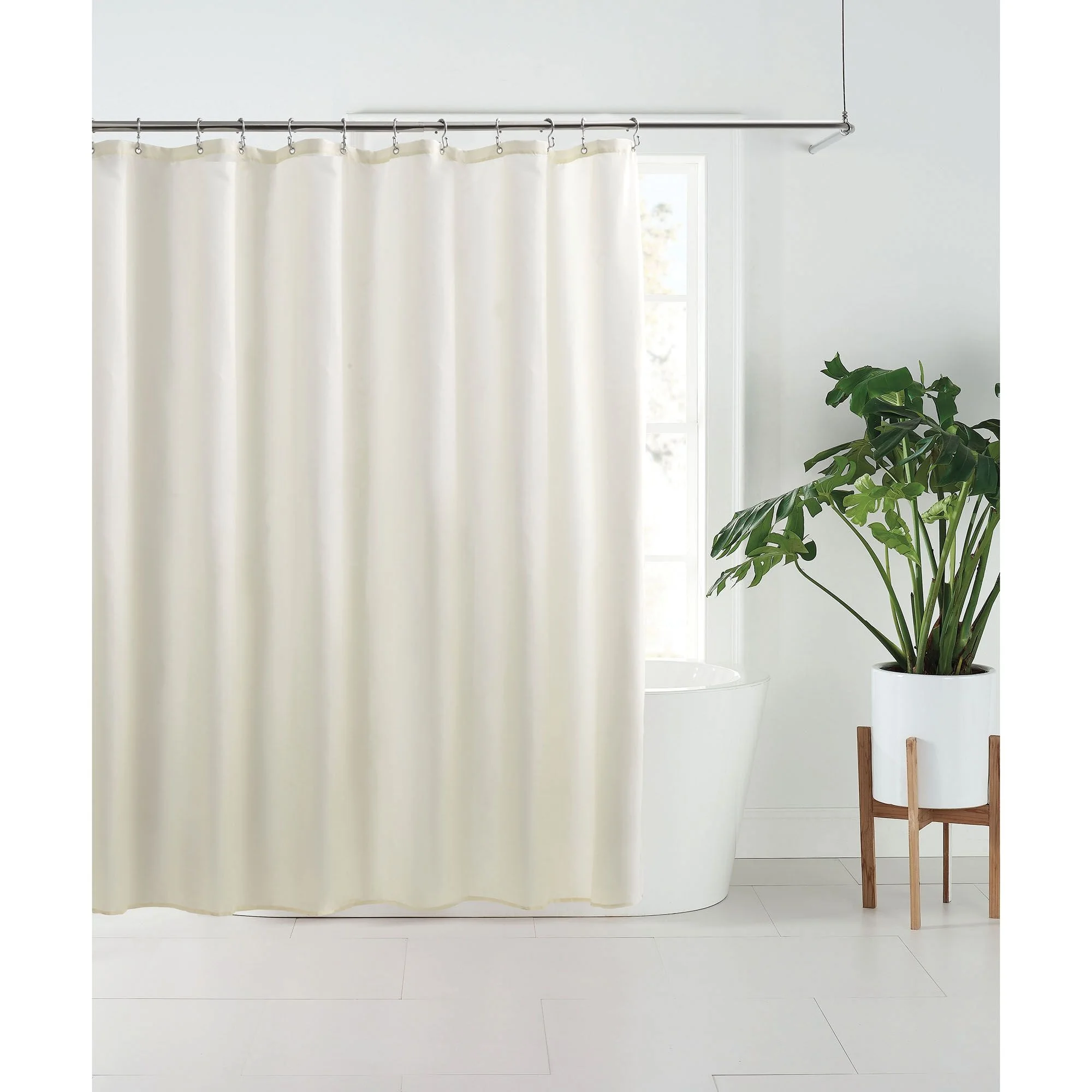Basic plain Solid color shower curtain polyester Grey or Ivory waterproof fabric shower curtain liner