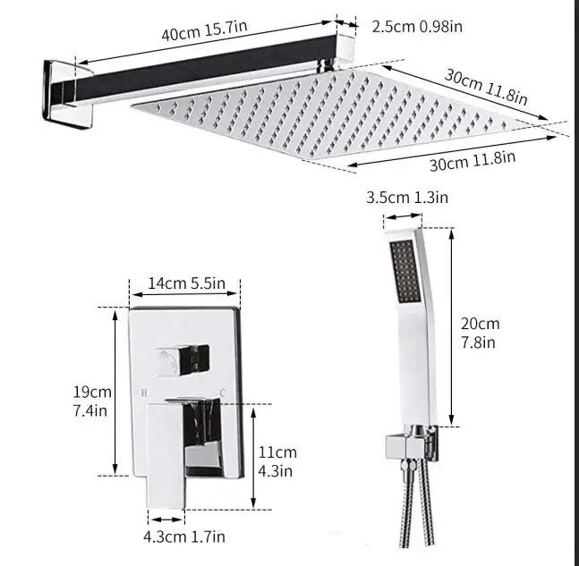 FLG New style inwall multi function shower mixer set bath & shower faucets with rainfall waterfall