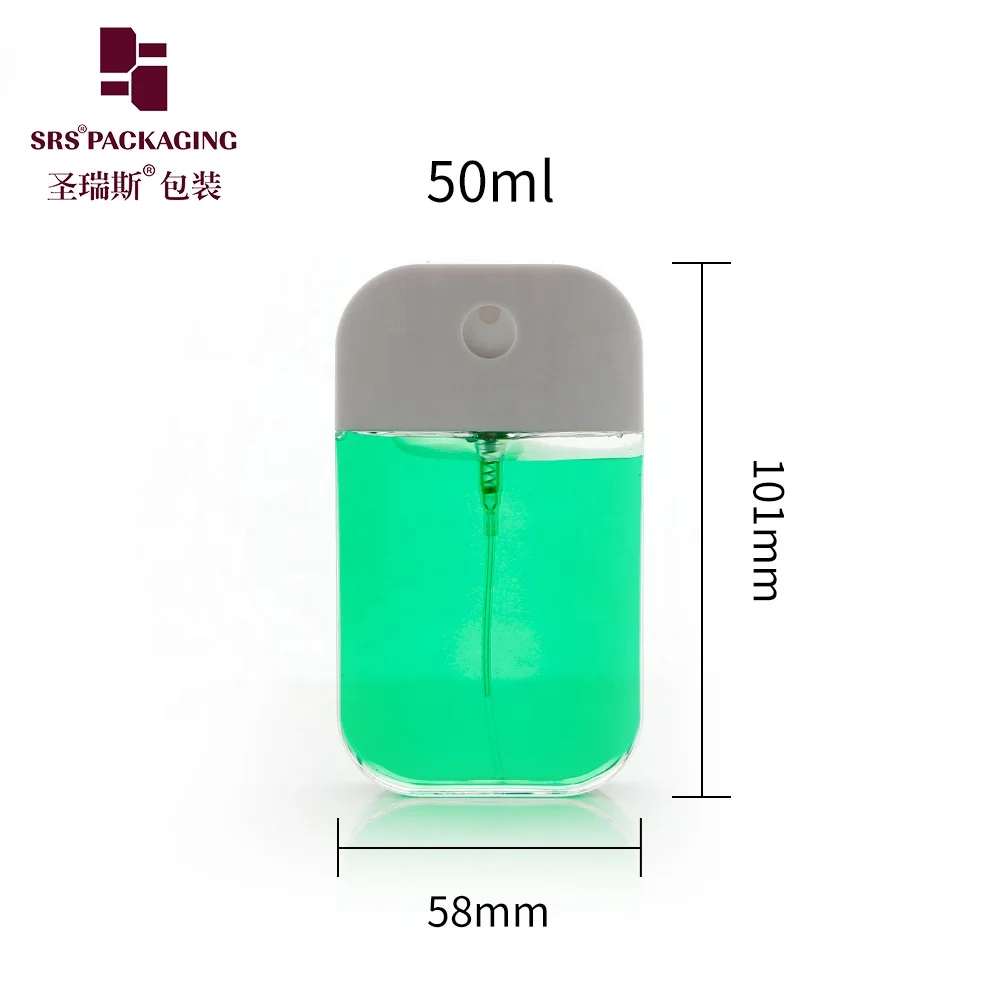 Wholesale Pocket Size Transparent PETG Plastic Perfume Packaging Square Phone Mist Spray Bottle 50ml