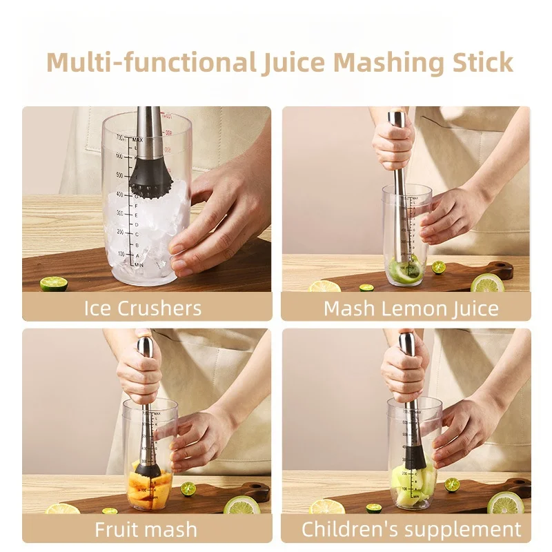 Stainless Steel Fruit and Ice Crusher Bar Tool Bar Muddler Stainless Steel Bartending Tool for Party Fruit Crusher