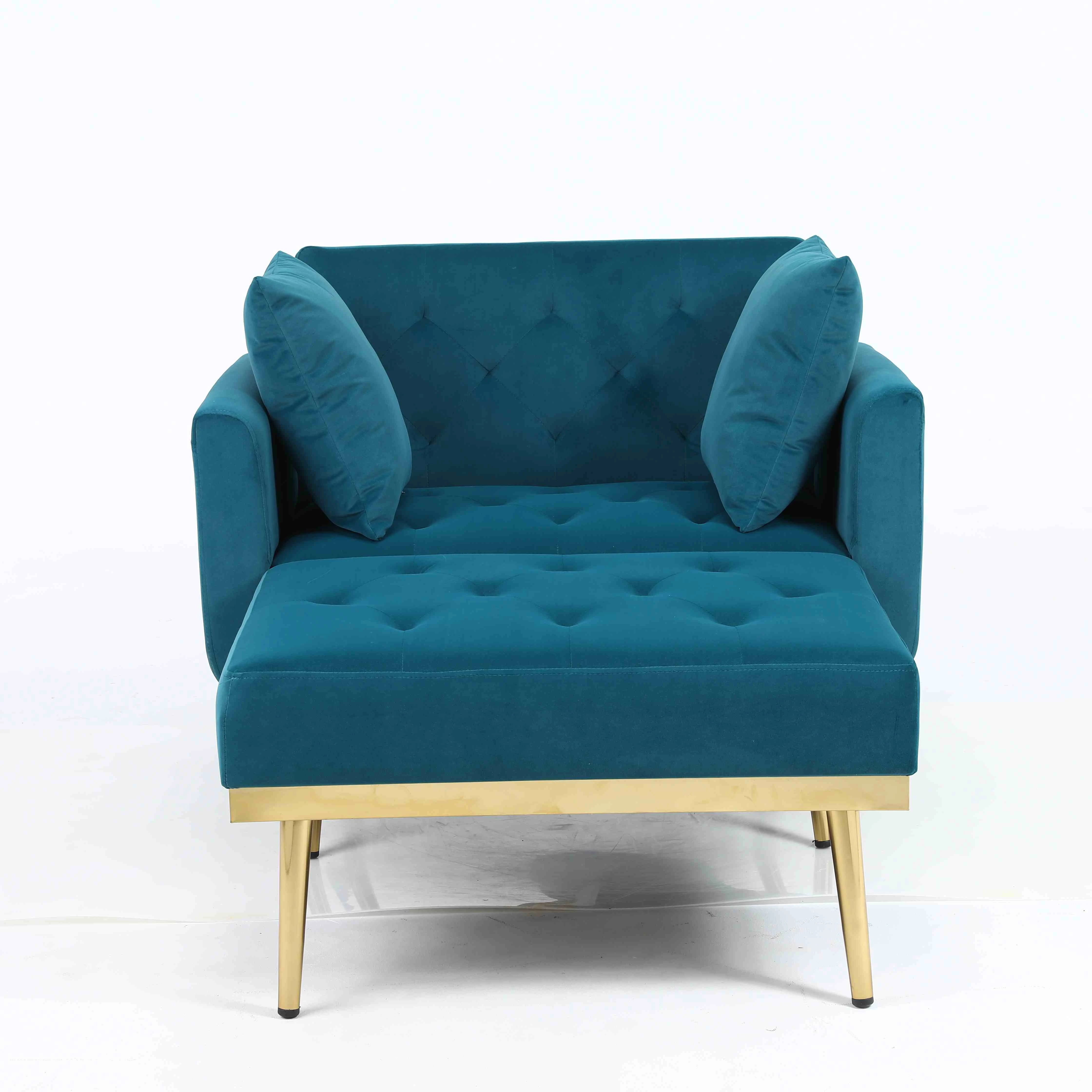Hg-8 Sofa with footstool Single sofa bed Tufted Velvet Flared Arms Reclining Chaise Lounge US overseas warehouse shipment