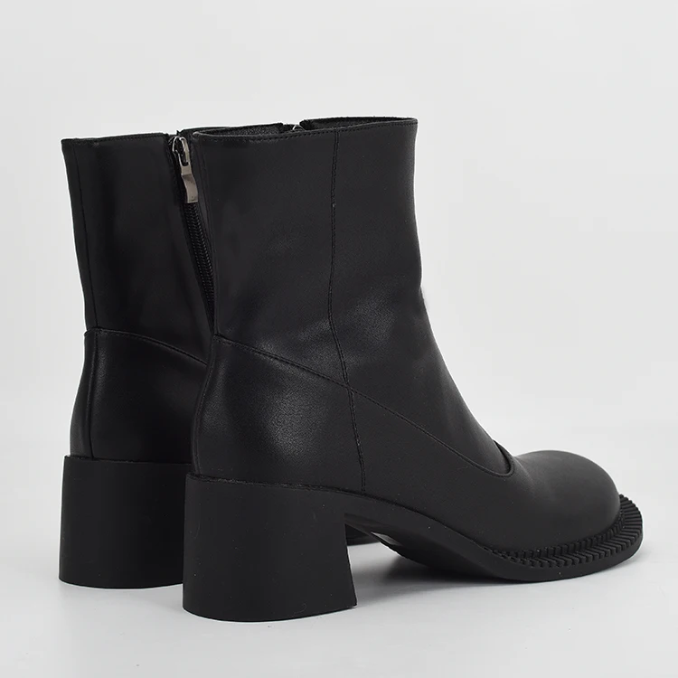 Ladies comfortable chunky heel booties round toe midi boots fashion styles for women