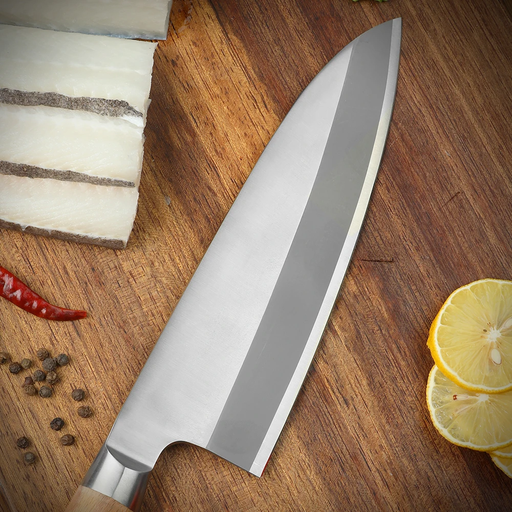 Professional 208mm Japanese High Carbon Steel Knife Fish Filleting Sashimi Sushi Slicing Carving Chef Knife Cleaver Knife
