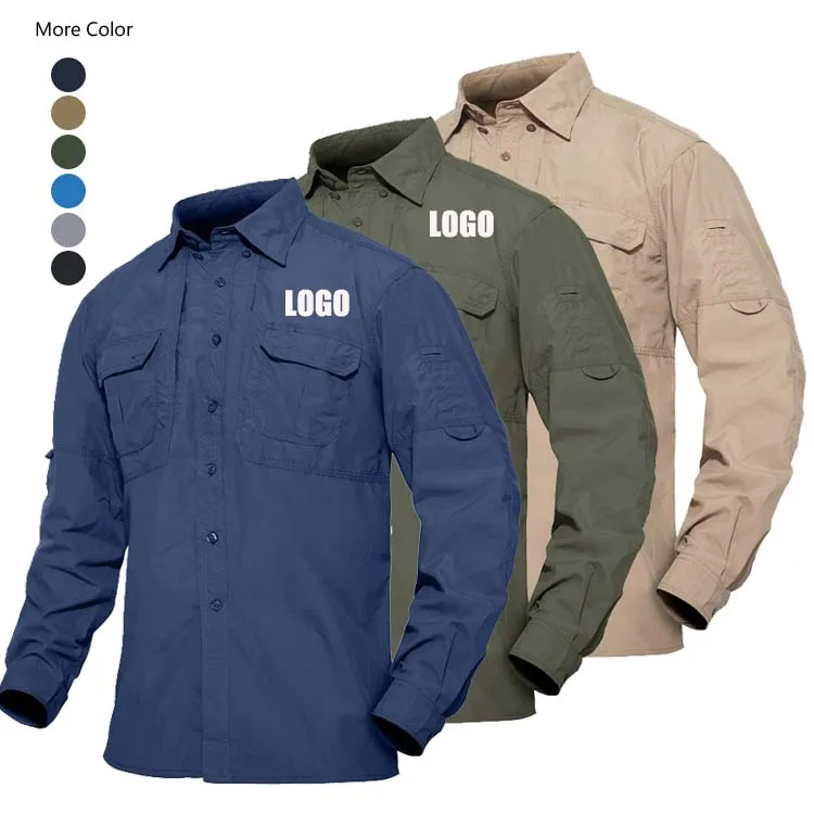Мужские тактические рубашки на заказ рыболовные для мужчин легкие быстросохнущие с длинным рукавом уличной работы карго нейлоновые