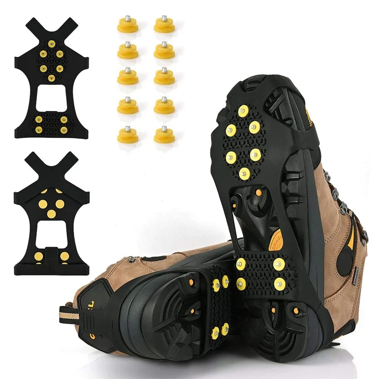 Anti Skid Shoe Grip Universal Silicone Rubber Ice Crampons 10 Teeth Rubber Ice Cleats