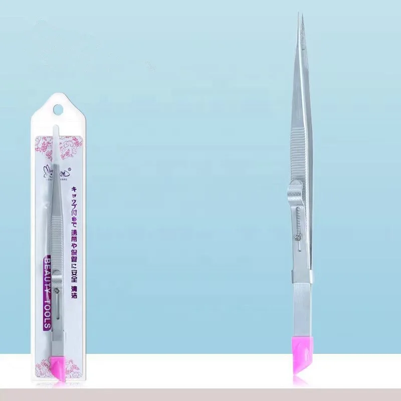 Stainless Steel Durable Adjustable Nail Tweezers Anti Slip Rhinestone Nail Sticker Pick up Nail Art Tweezers