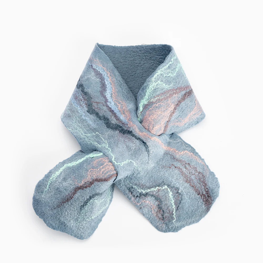 
Winter Warm Unique Hand Made Nuno Wool Short Felt Scarves 