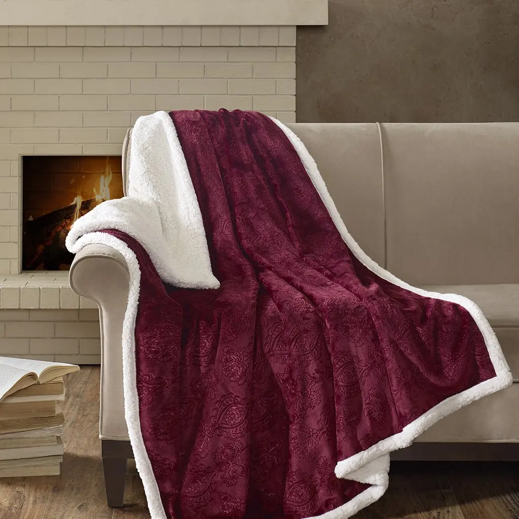 Luxury Oversized Textured Plush Throw 60*70 Premium Soft Cozy Embossed Micro Velour For Bed, Coach or Sofa