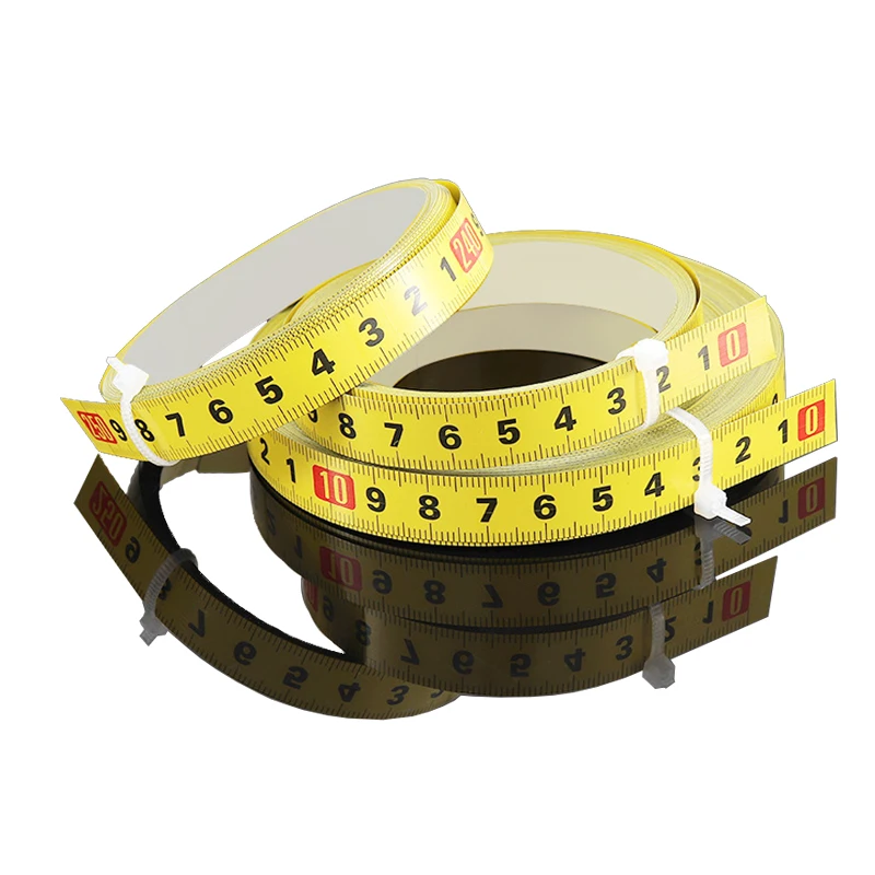 Self-Adhesive Measuring Tape Table Saw Steel Ruler 1M-5M Yellow White Strong Sticky Fastpad Standard Reverse Measuring Tape