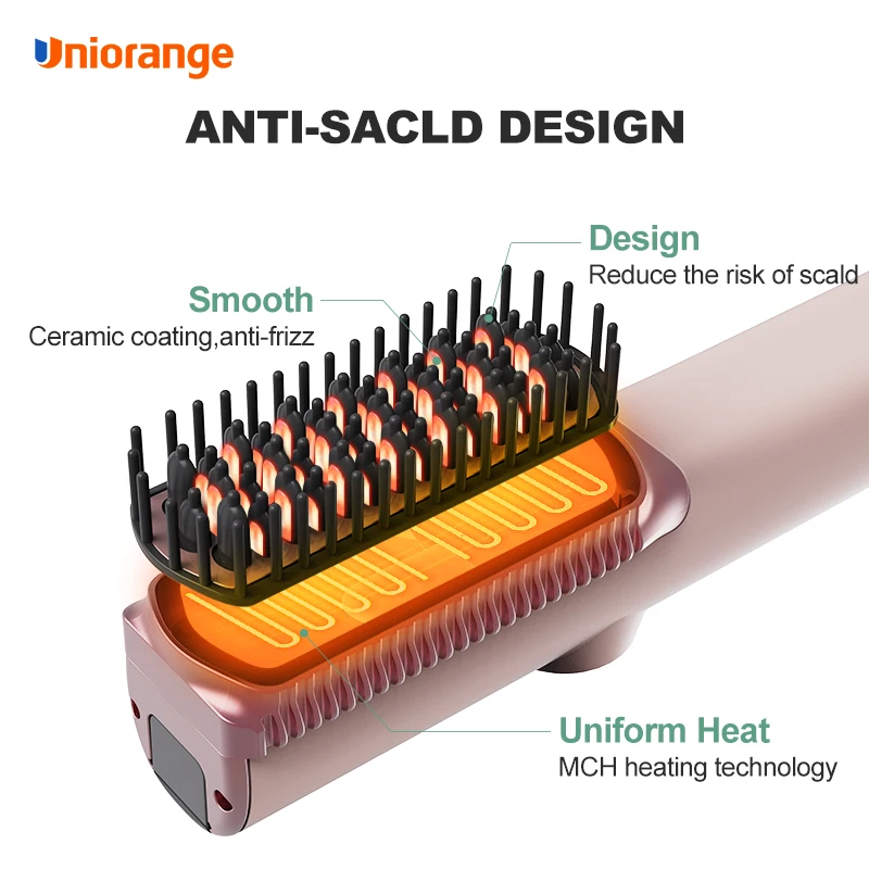 Portable USB Rechargeable Cordless Men Beard Hair Straightener Brush Mini Wireless 2 in 1 Hot steam Hair Straightener Comb