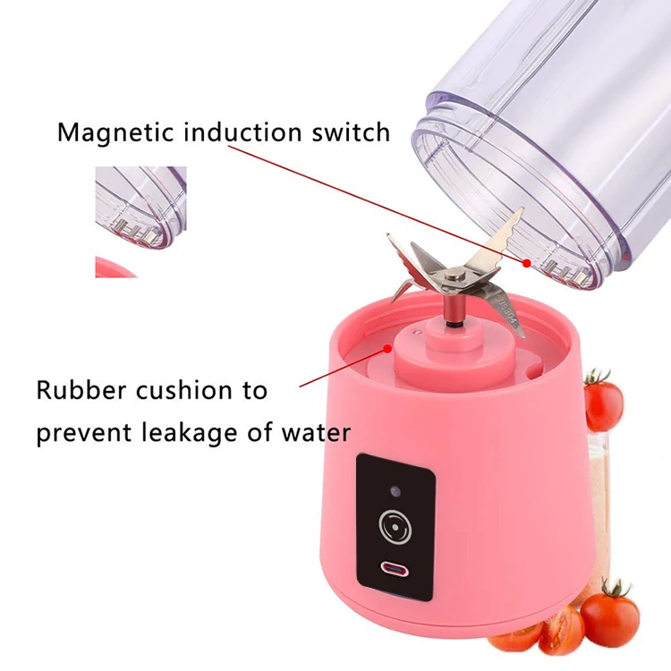 380 ml Mini Portable Blender Cup Electric Fruit Juicer Extractor Machine Rechargeable Juice Maker Dispenser Bottles 150W 6 Blade