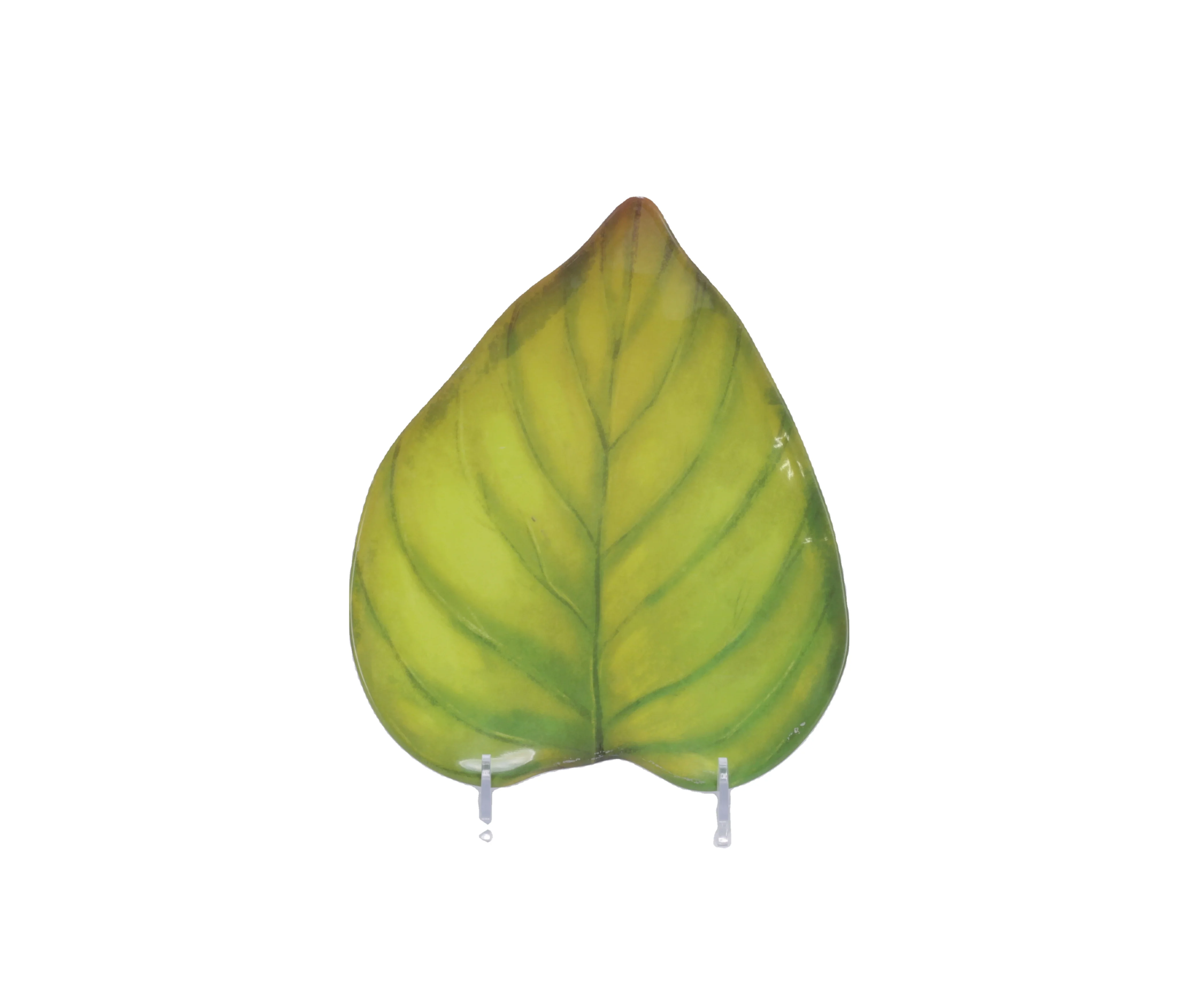 14 inch unbreakable green color leaf shape melamine platter melamine serving tray