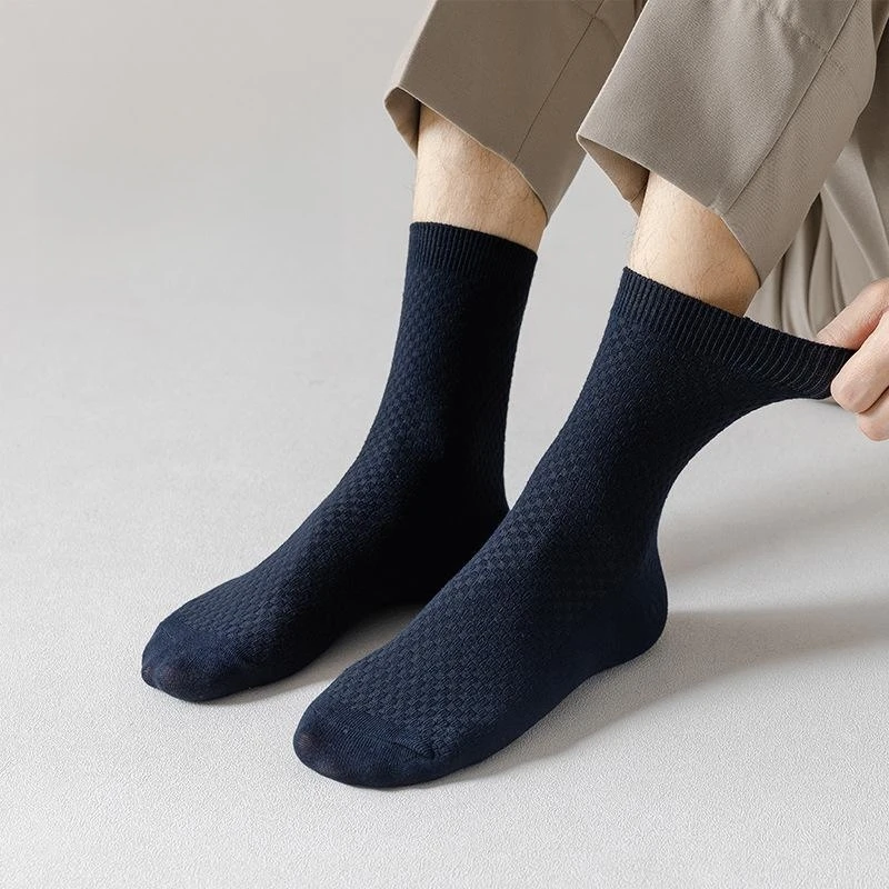 Wholesale Black White grey business men unisex Custom Logo Adults Crew Bamboo Fiber socks