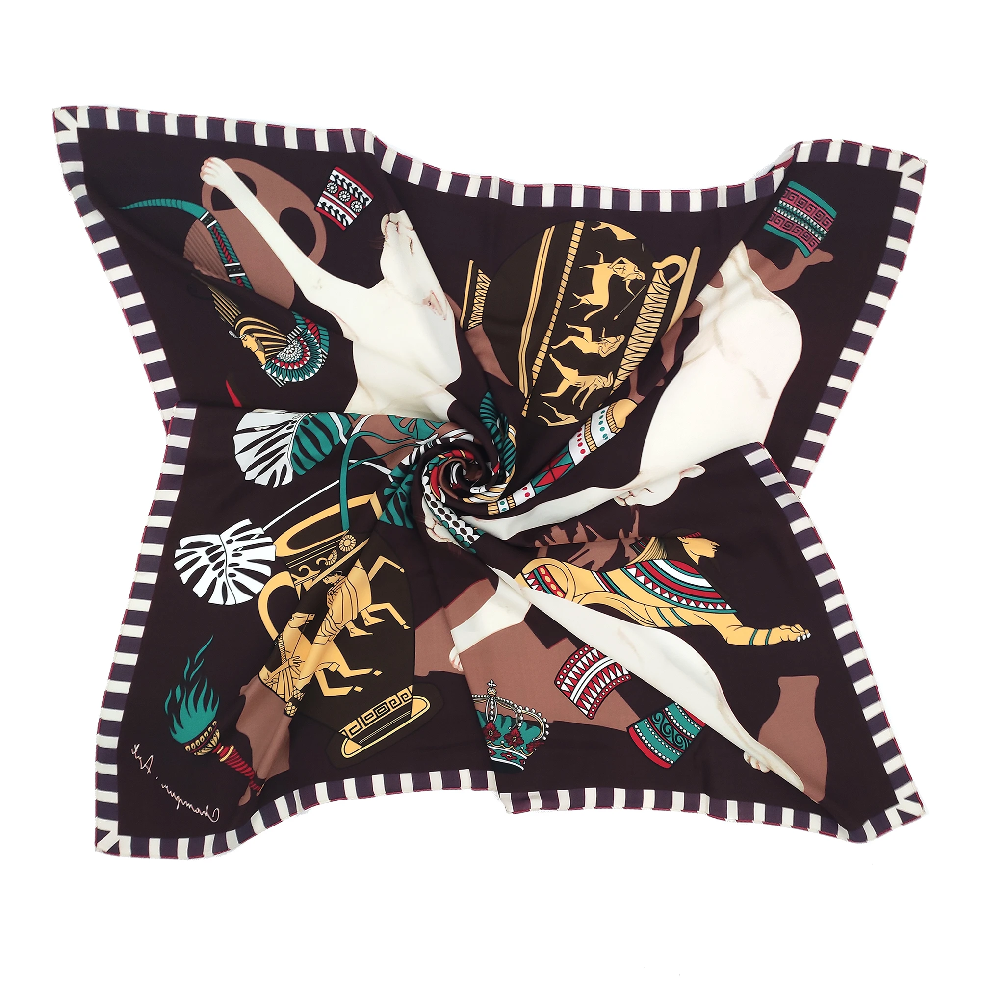 Custom double sided silk scarf and shawl 100% silk double sided scarf with hand hemming