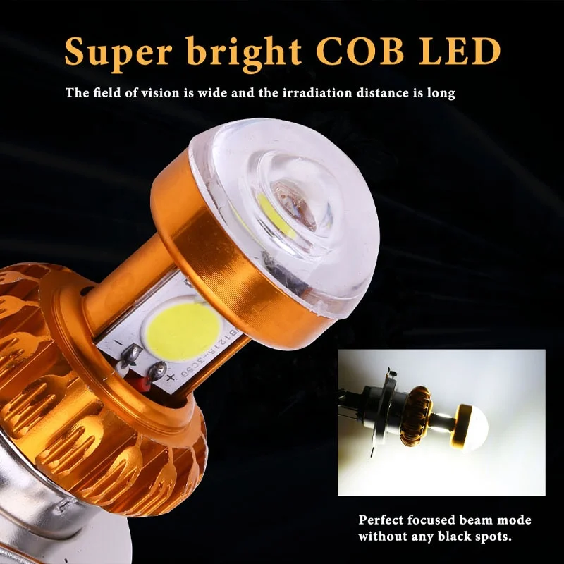 Двигатель 3SMD фара мотоцикла Hi/низкая скутер лампа COB лампы 12V-96V двигатель Противотуманные фары аксессуары для мотоциклов светодиодные H4