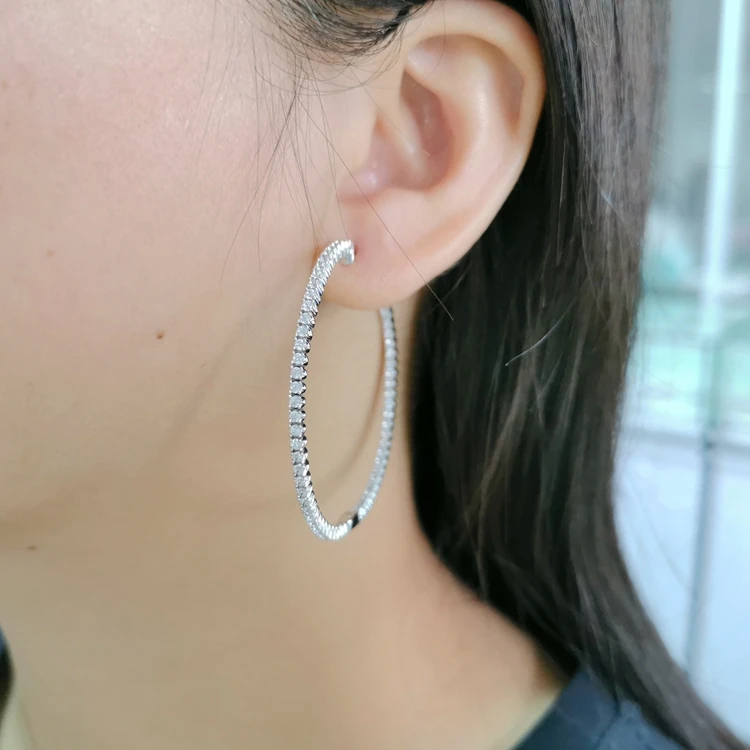 
Royi 50mm round earrings classic ladies 925 sterling silver huggie hoop earrings wholesale 