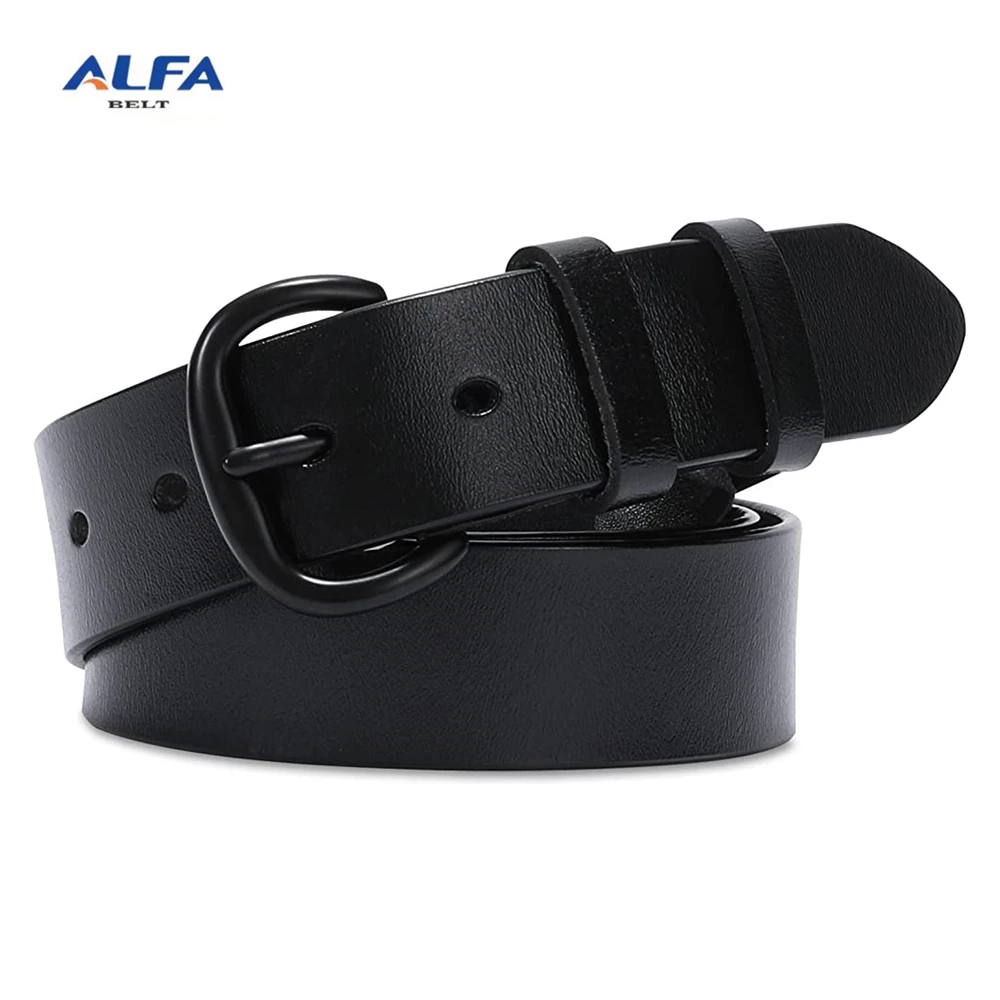 Ремень Alfa Fashion & Casual Женский, пояс для джинсов и платьев, черный с пряжкой с язычком