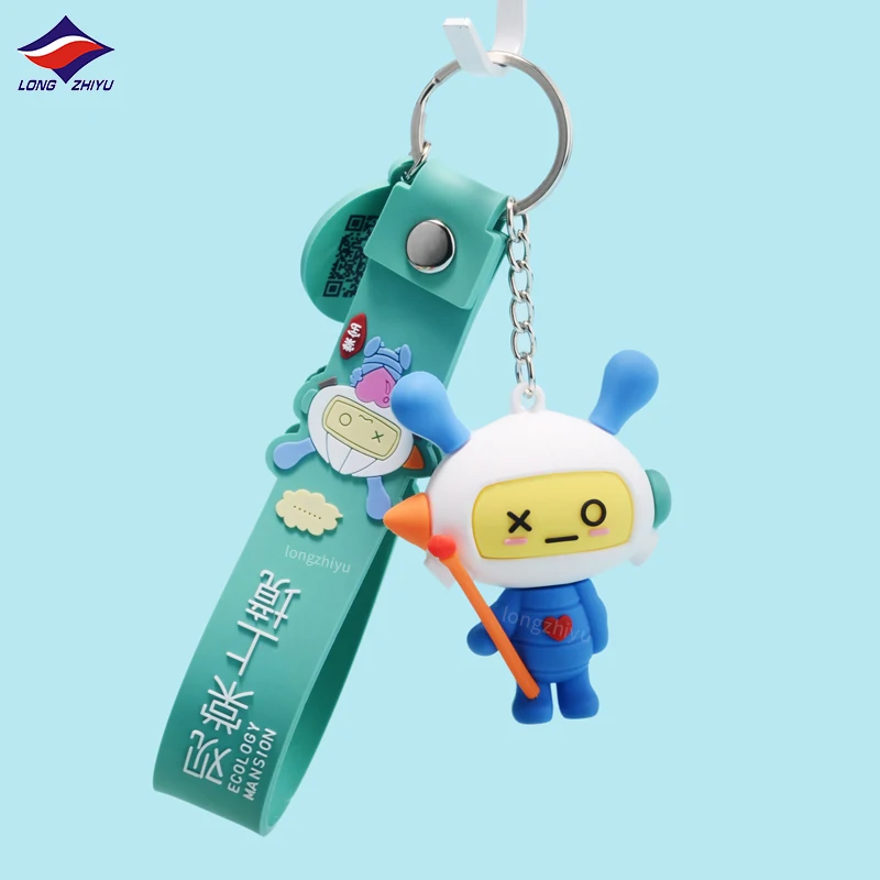 Longzhiyu Corporate Gift Factory Custom Kawaii Cartoon Soft PVC Robot 3d Keychain Wholesale Personalized Logo Figurine KeyChain