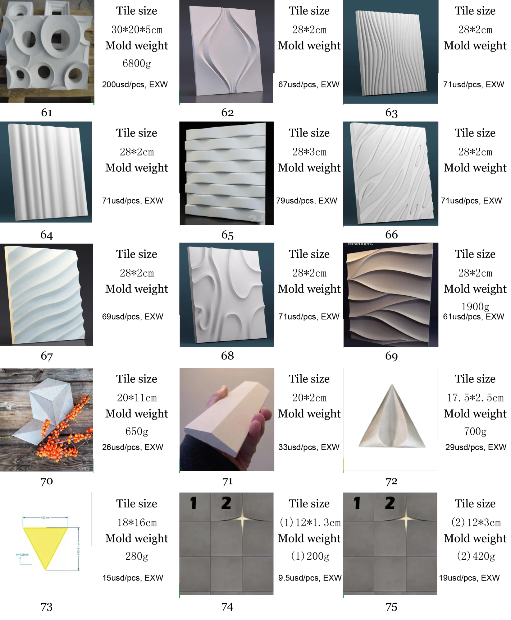  OEM Factory Many shape house decoration wall brick panel gypsum molds silicone concrete tile mold beton for