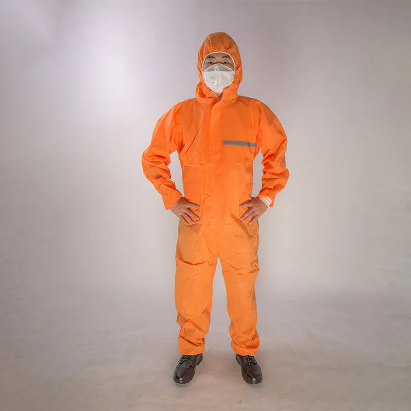 SMS non woven 50gsm Type 6 Protective Coverall in Orange Color full body working safety coveralls