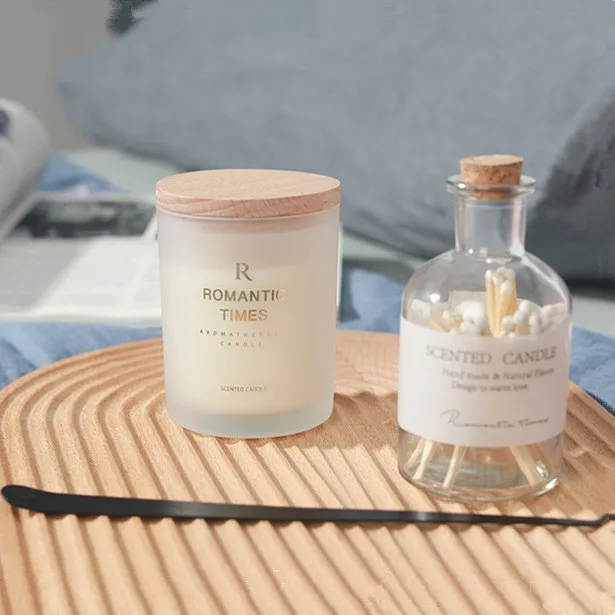 High Quality Empty Frosted Small Candle Jar Container Candle Jars Glass with Lid for Christmas Gift