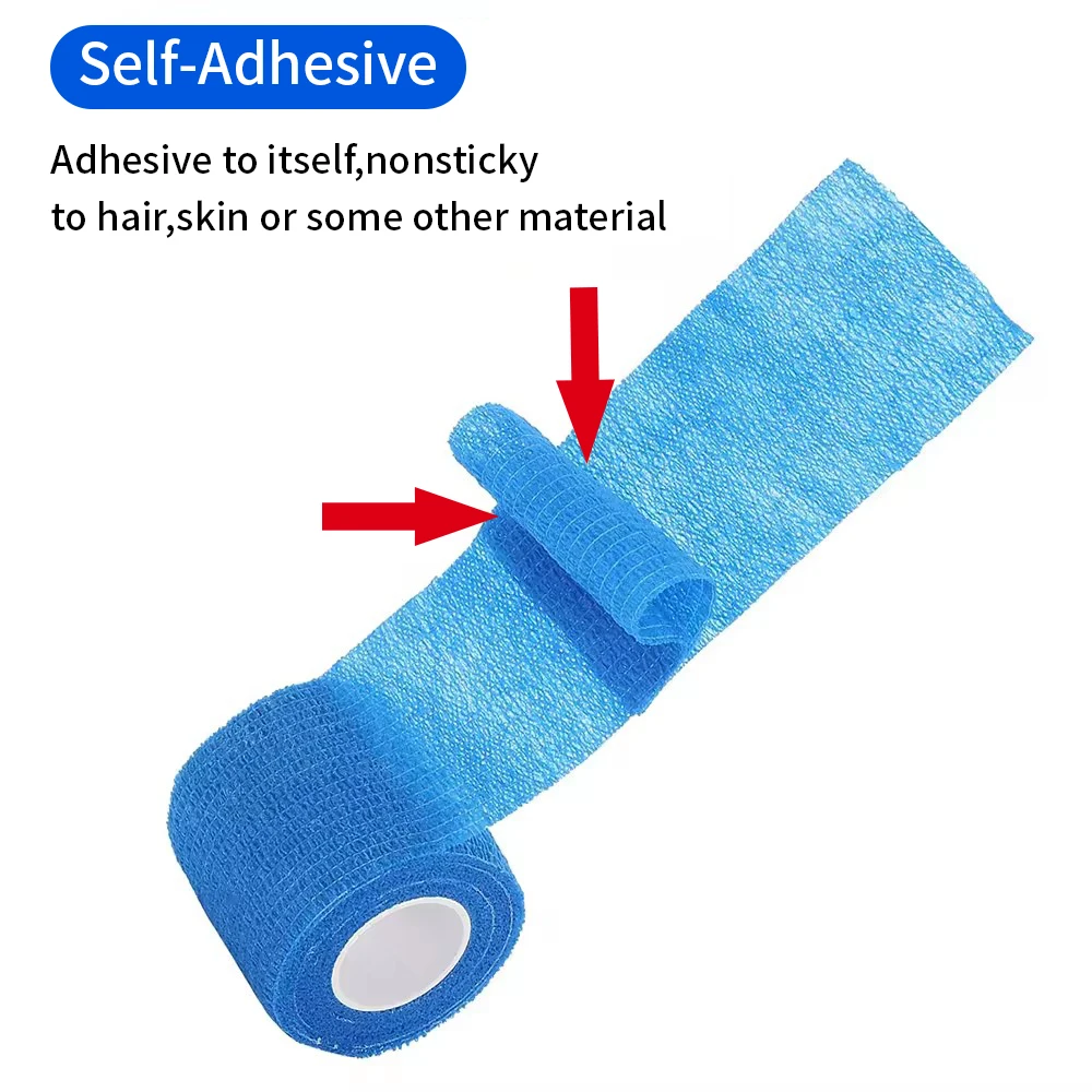 Self-Adhesive Medical Tape (2 inch) - Pack of 12 - Cohesive Bandage Wrap Rolls - Waterproof Athletic Tape - Self Adhesive