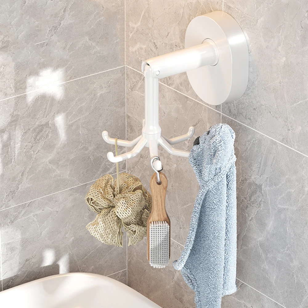 Waterproof Kitchen Hook Holder 360 Degree 6 Claw Rotating Kitchen Utensil Hanger Purse Hook Folding Bag 180 Degree Vertical Flip