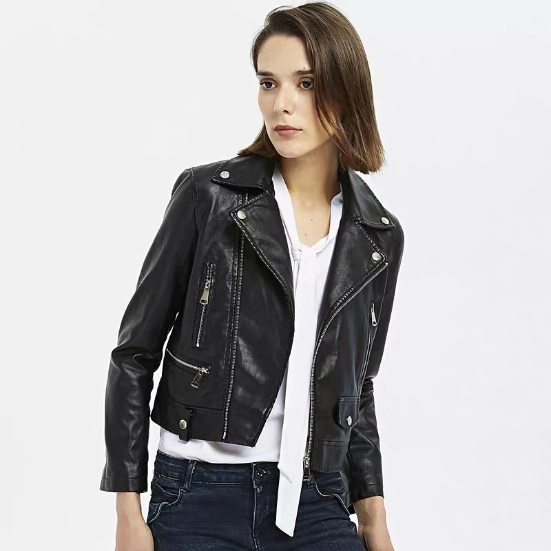 CX-L-01A Russian Fashionable Winter Jackets Outwear Cheap 100% Genuine Leather Coat for Women