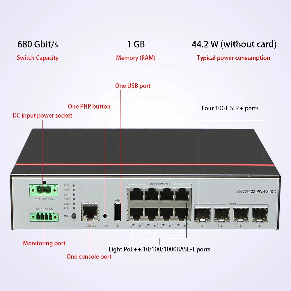 switch poe gigabit S5720I-12X-PWH-SI-DC ethernet switch module for factory sealed