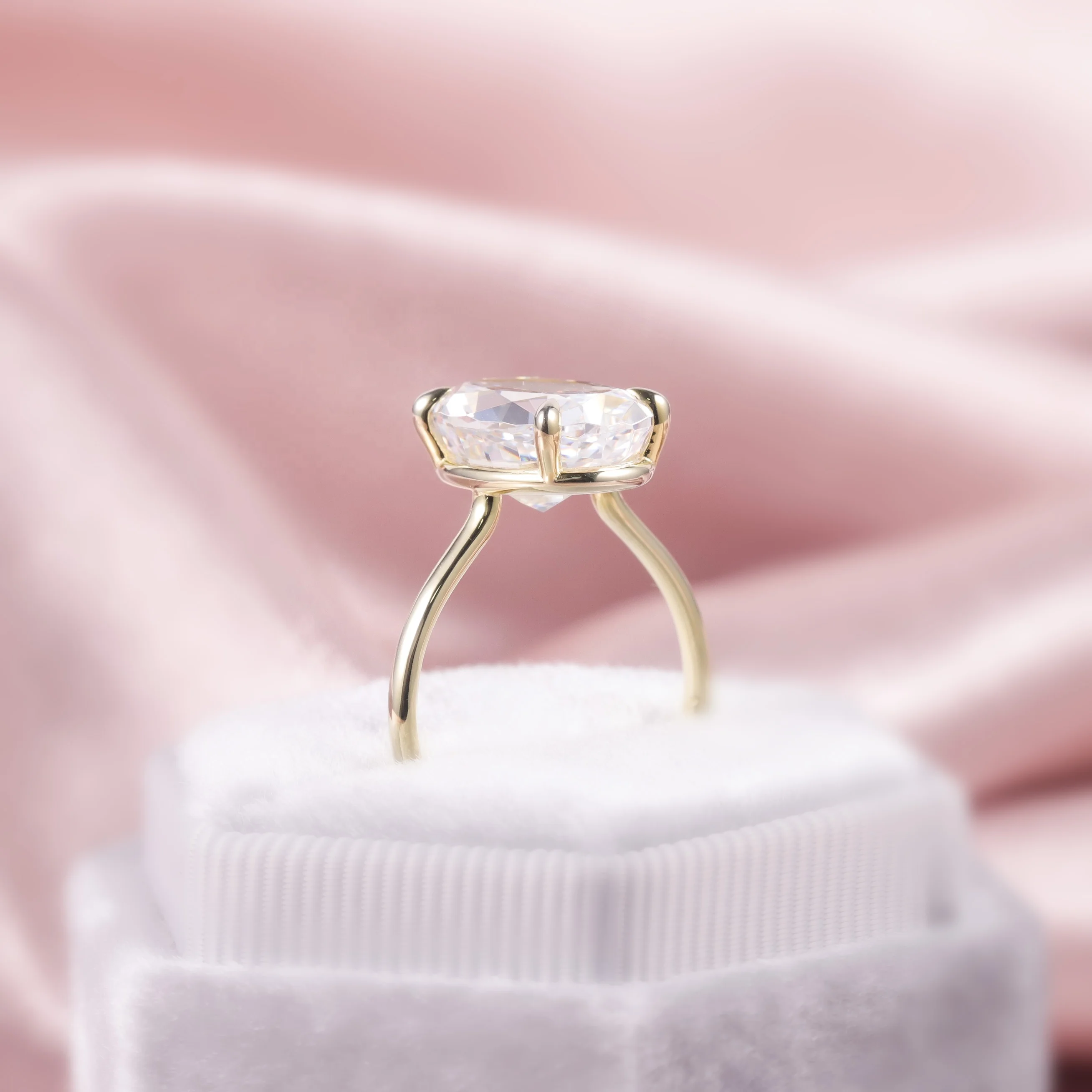 OL1481 Abiding Classic 4 Claws D Color VVS Oval Cut 3CT Moissanite Diamond 9K 10K 14K 18K Solid Gold Solitaire Rings