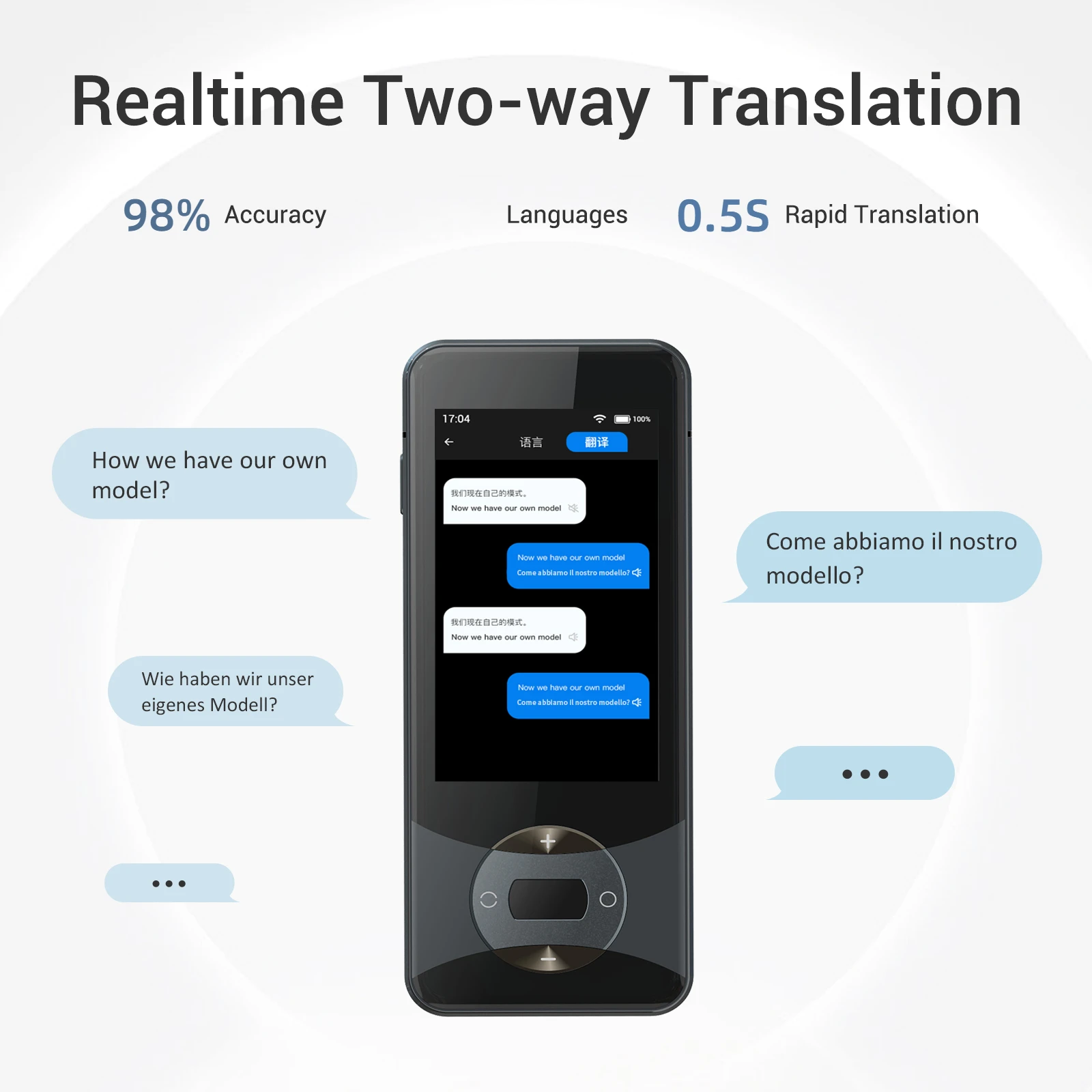 Wooask W10 Smart Voice Instant Translator  Electronic Real Time Two Way Translation  Device for Learning Business Traveling