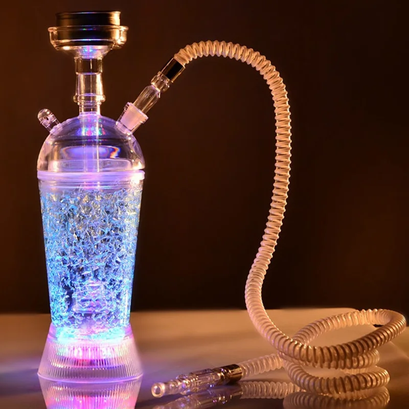 Custom Mini Shesha Hooka Narguil Smoking Accessories Led Light Chicha Portable Russian Plastic Acrylic Cup Set Shisha Hookah