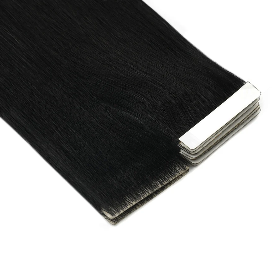High Quality 20 Pieces Black Color Invisible PU Skin Tape in Hair Extensions Silky Smooth Remy Human Hair Injection Tape Hair