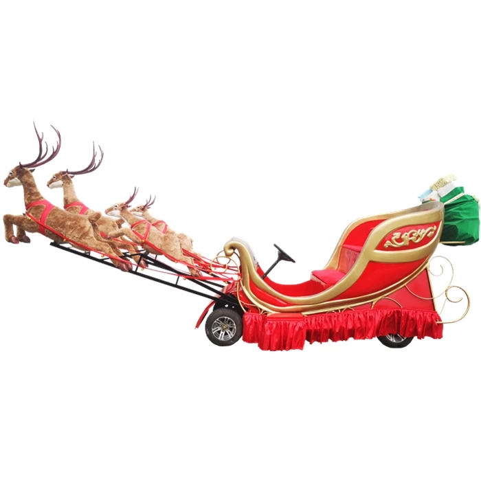2020 hot sale outdoor christmas santa reindeer sleigh with wheels fiberglass flying reindeer