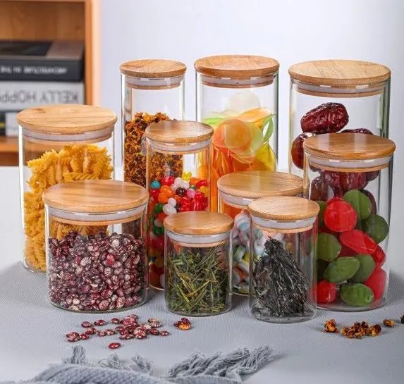 Manufacturers wholesale glass candle jar storage jar household food dried fruit grains storage jar with lid