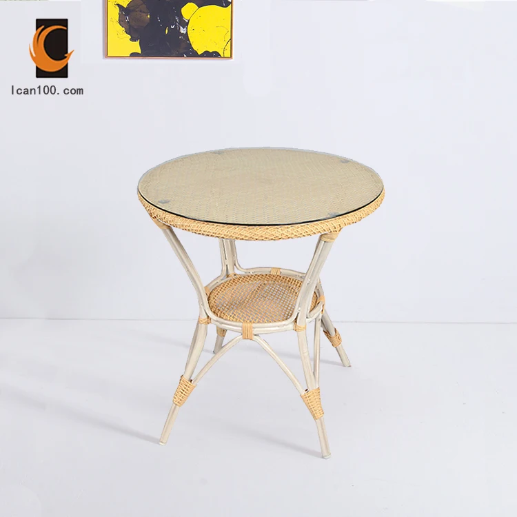 Новое поступление идеальный современный тканый круглый стеклянный обеденный стол для