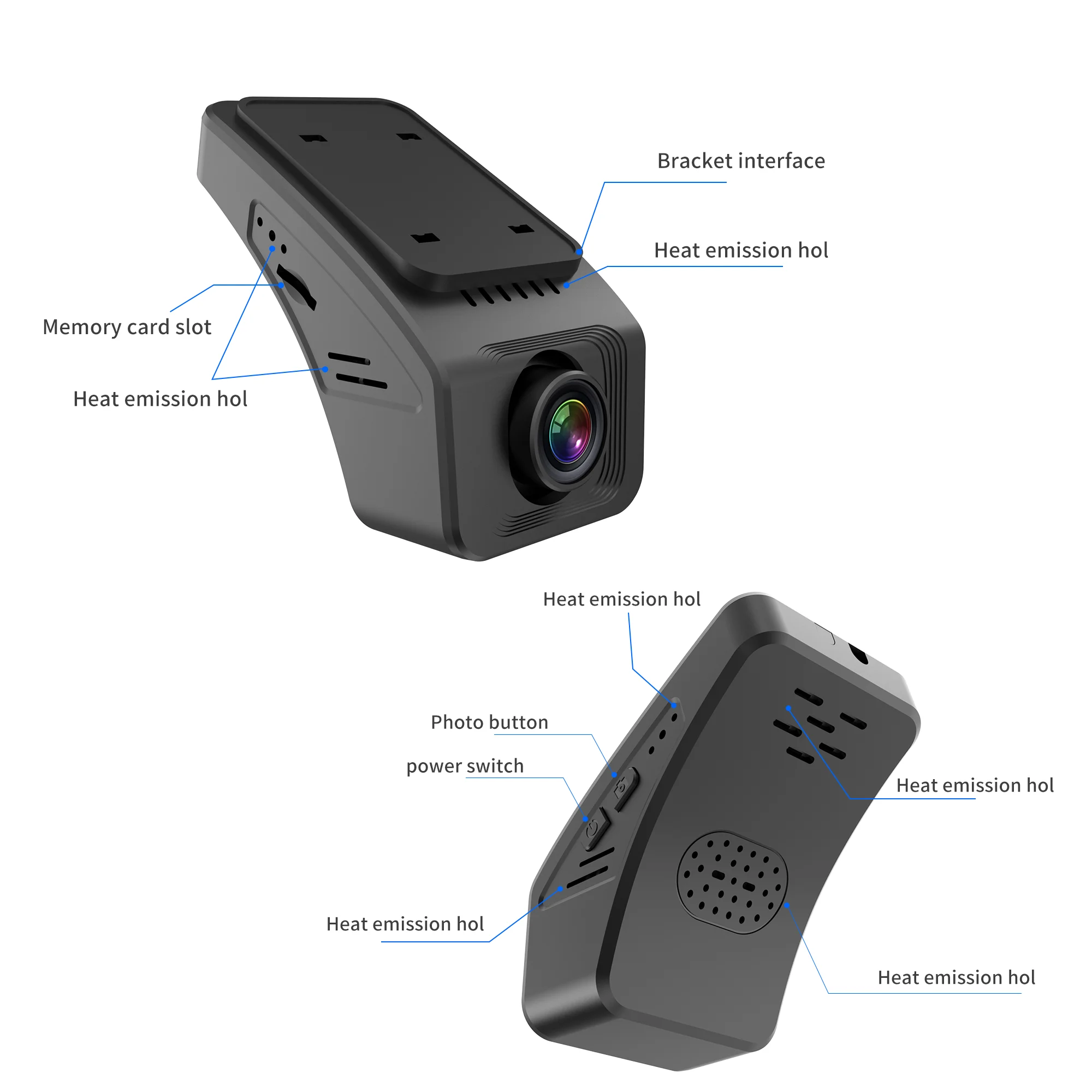 AutoSight Wholesale Dash Cam 1080p Car Recorder 1080P High Resolution WDR Multi-Function Car DVR 2.4G WIFI with Parking Mode