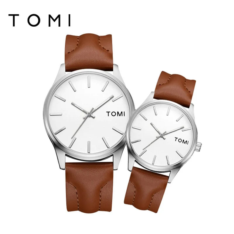New TOMI T069 Student Romantic Dial Watch Leather Couple Analog Quartz Wristwatch for Woman or Men Gift Reloj Mujer Hombre