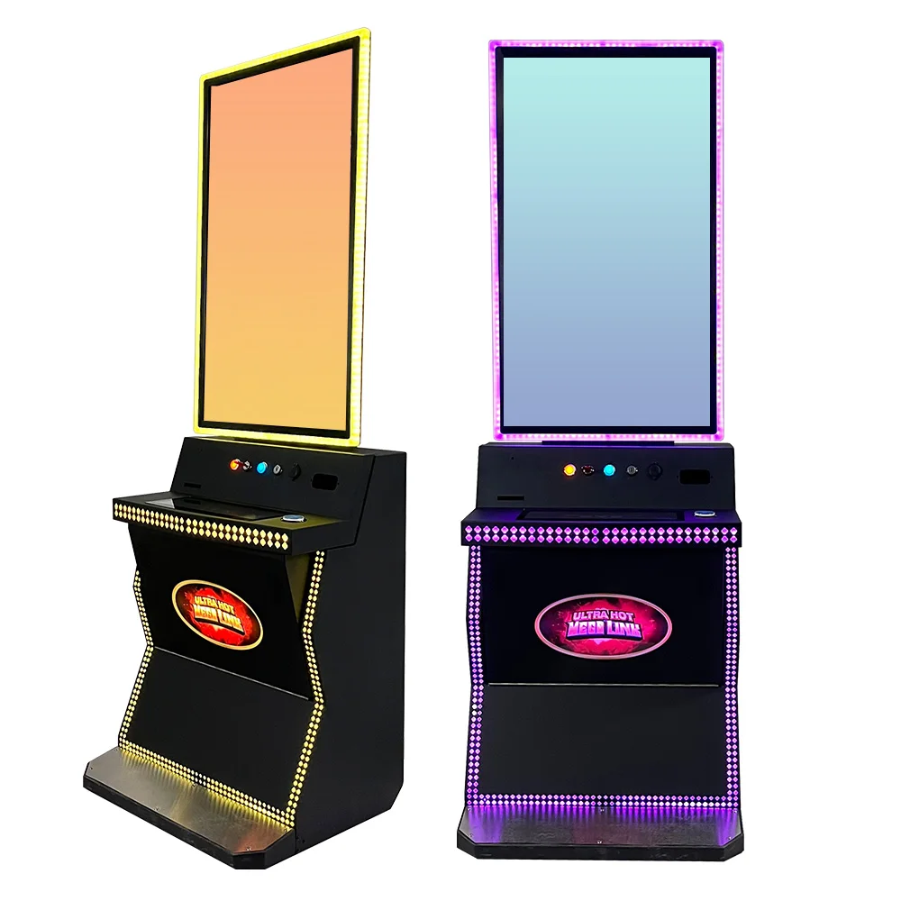 Stand up 43 inch touch screen skill game machine cabinet with ticket printer and bill acceptor option