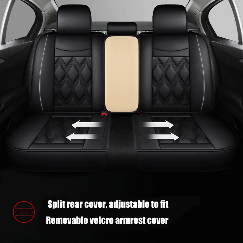 Sports Leather Car Seat Covers Full Set Protector Separate Head Cap Universal Fit for Ford Puma