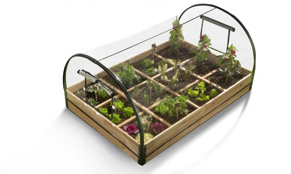 Jaalex Wholesale Outdoor Wooden Raised Garden Bed Planter Box With PVC Greenhouse Cover For Flowers Vegetables