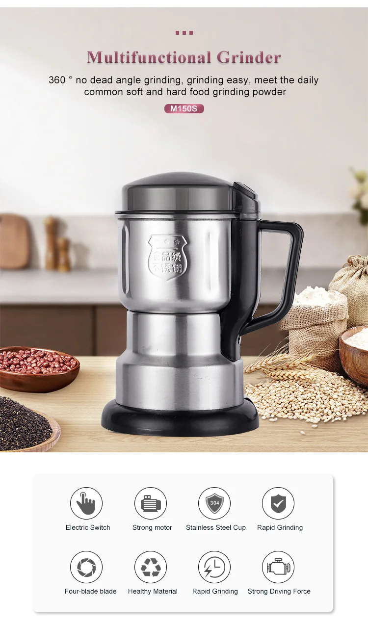 Factory Hot Burst Mini coffee Bean grinder Electromechanical spice and coffee grinder stainless steel large capacity