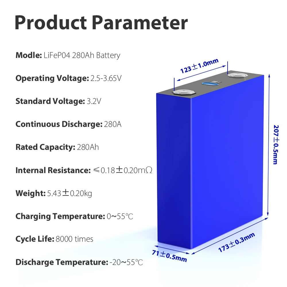 280Ah Lifepo4 3.2V 50Ah 100Ah 230Ah 300Ah Lithium Ion Battery Grade a Prismatic Cell