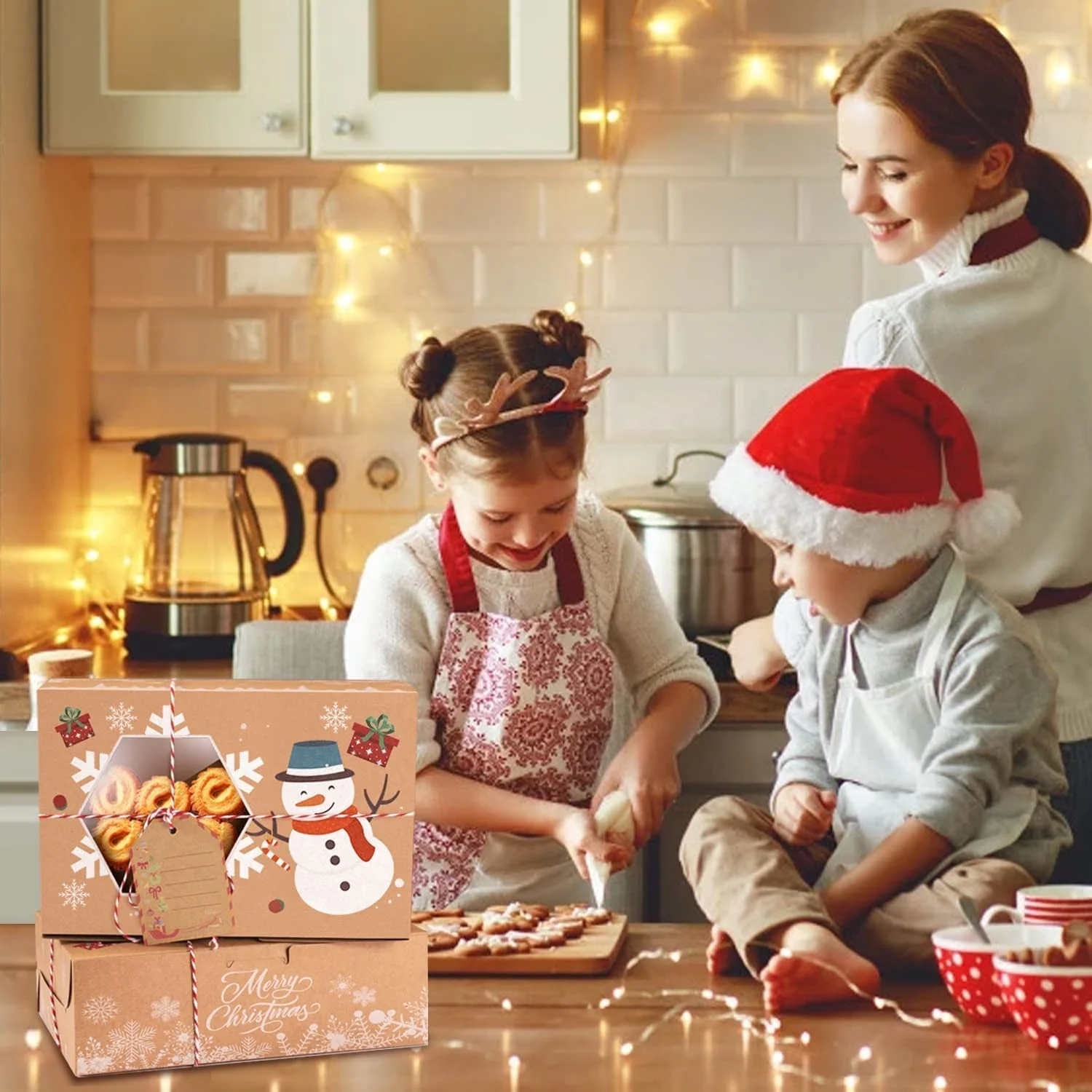 2022 Christmas Cookie Cake Candy Cardboard Boxes Food Bakery Treat Gift Boxes With Window