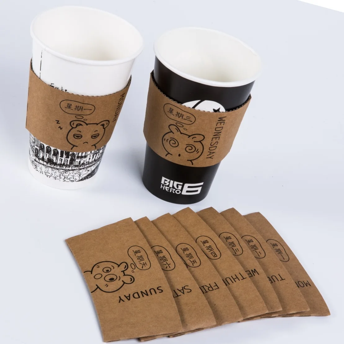 Wholesale cup holder customized printing corrugated disposable beverage cup sleeve