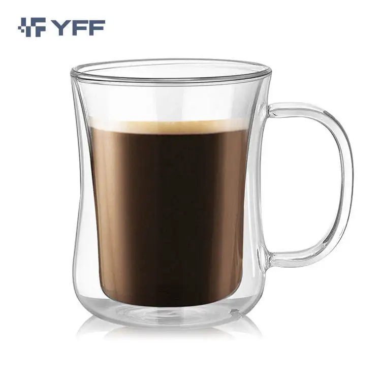 The USA Best Seller Custom Double Wall glass cup  Insulated Glass Savor Espresso Cups Coffee Mugs With Handle