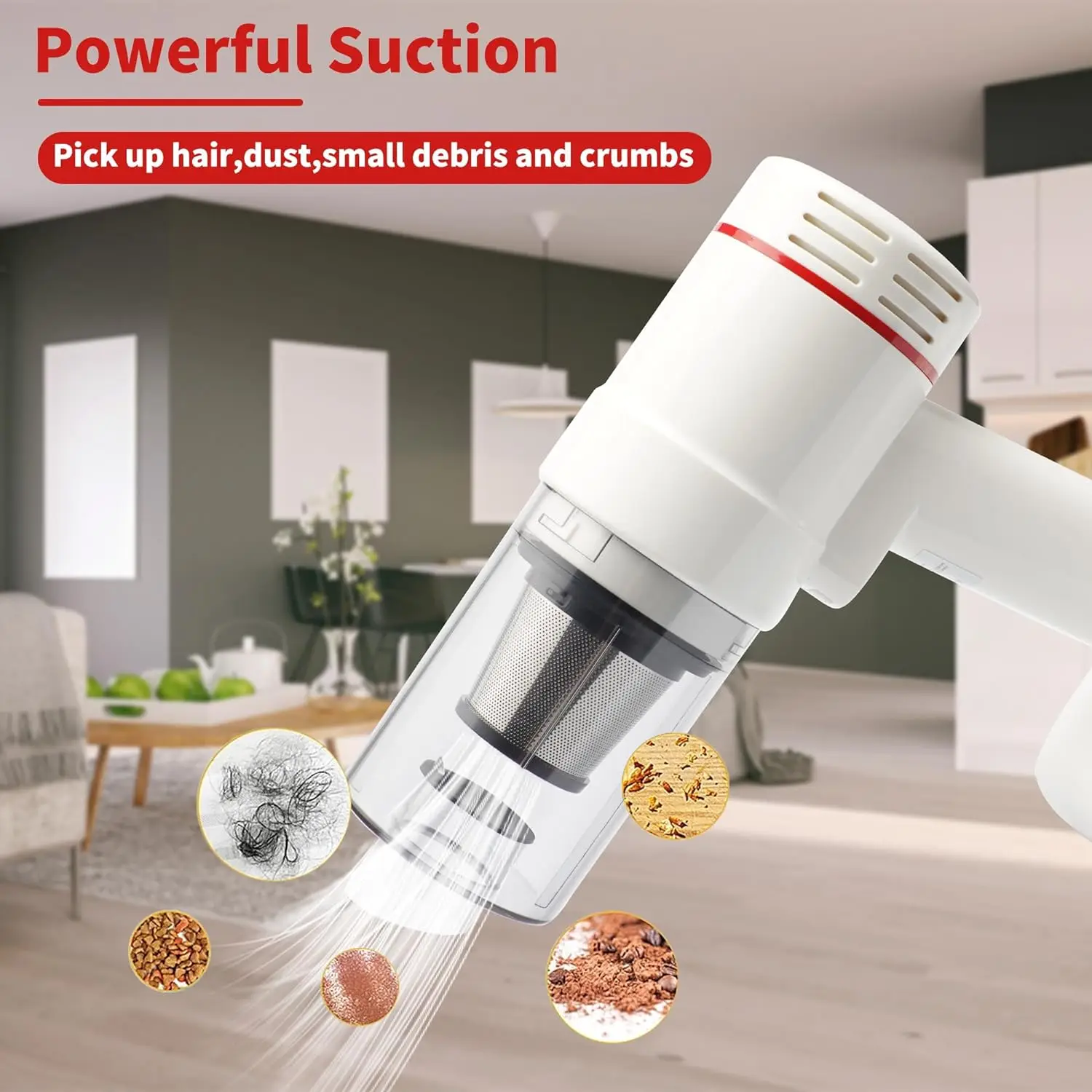 Cordless Stick Household Strong Suction Vacuum Cleaner Battery-Operated Handheld Portable Vacuum Cleaner for Home