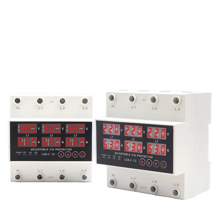40A over under voltage current protective protector relay protection digital electric voltage protector Current display