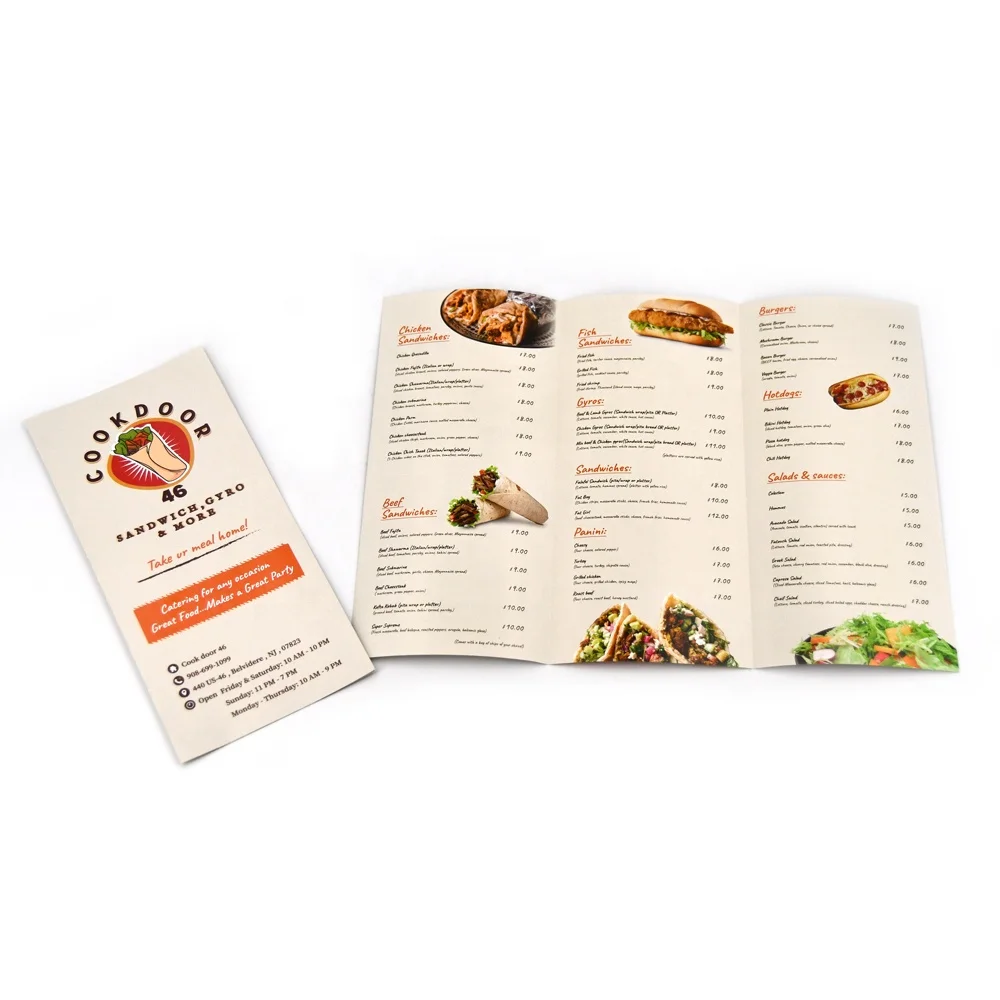 Custom Color design service include Restaurant Menu & Cookbook Catalog glossy Paper Food Recipe Booklet for Fast food restaurant