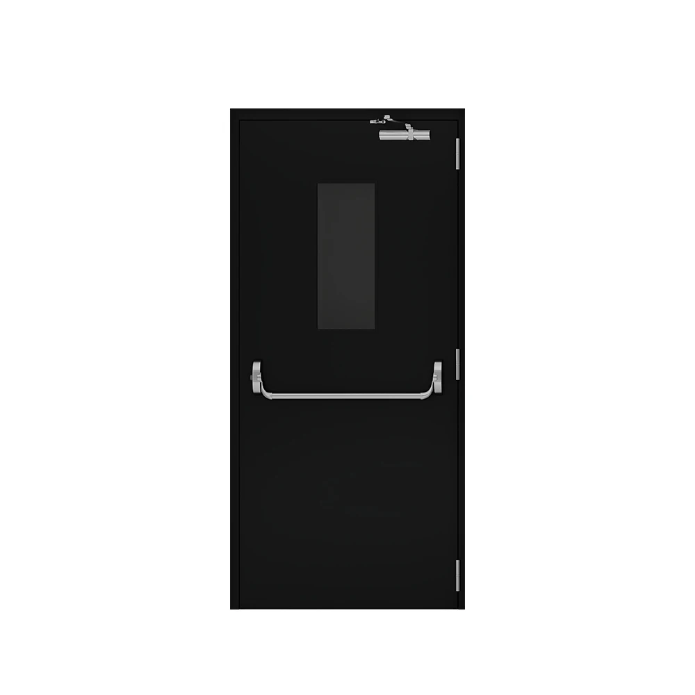Ais Competitive Price Black Steel Residential Advance 90 Minute Fire Rated Doors With Glass Panel